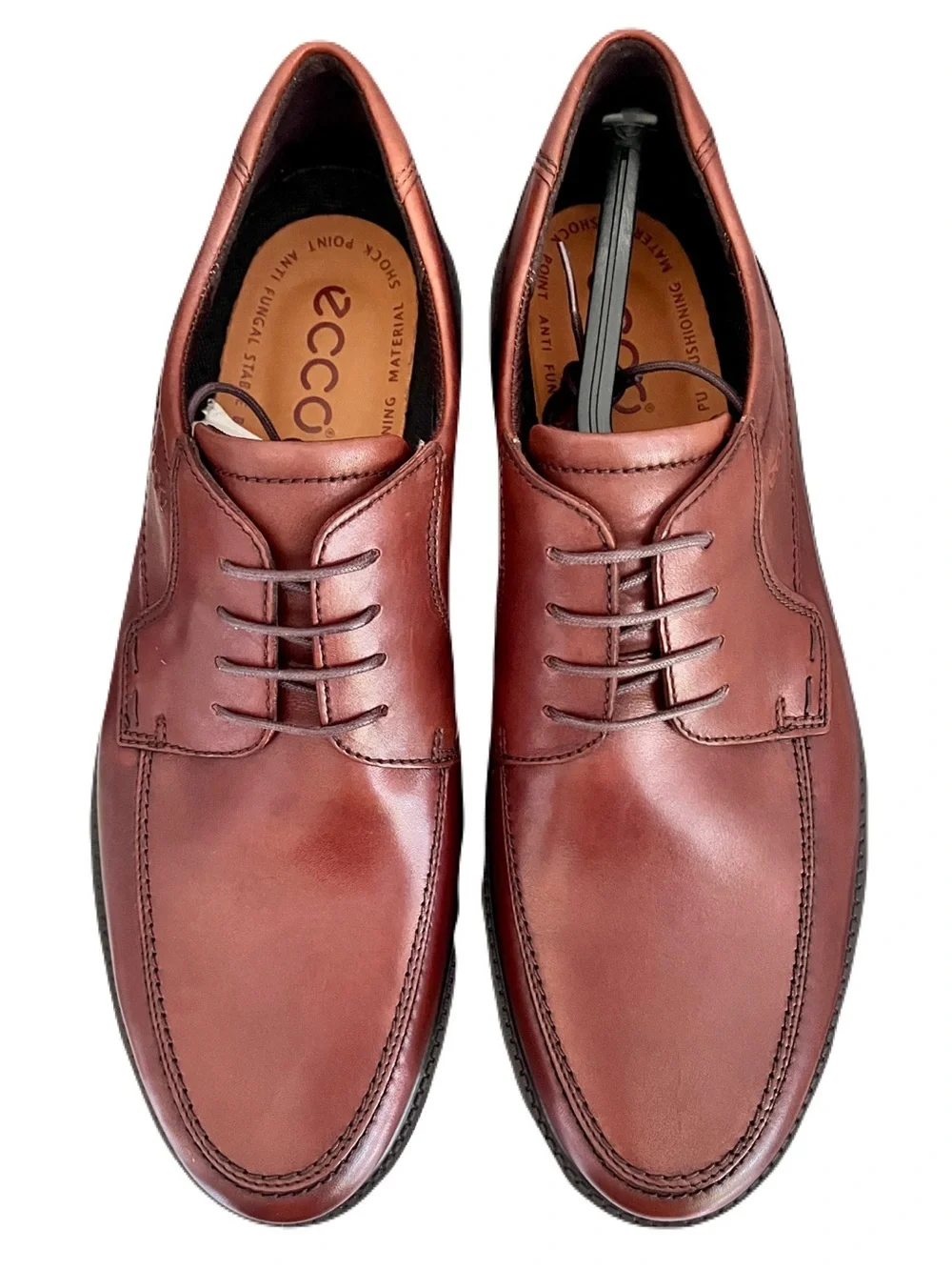 NIB Ecco Brown Leather ‘Boston Apron Toe’ Oxfords in “Mink”, Size 46